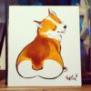 Sumi-e sur carton shikishi - Corgi – Image 2