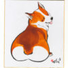 Sumi-e sur carton shikishi - Corgi